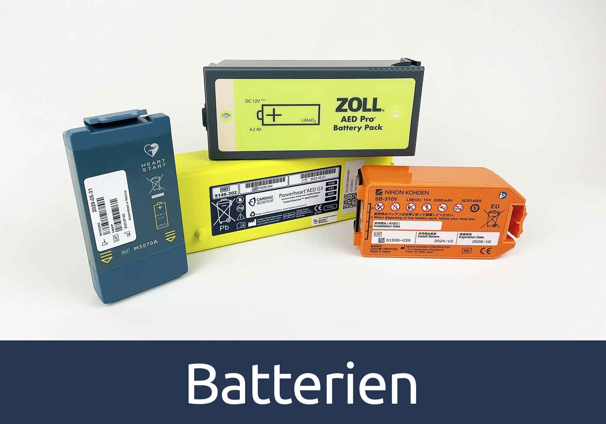 vier verschiedene Batterien