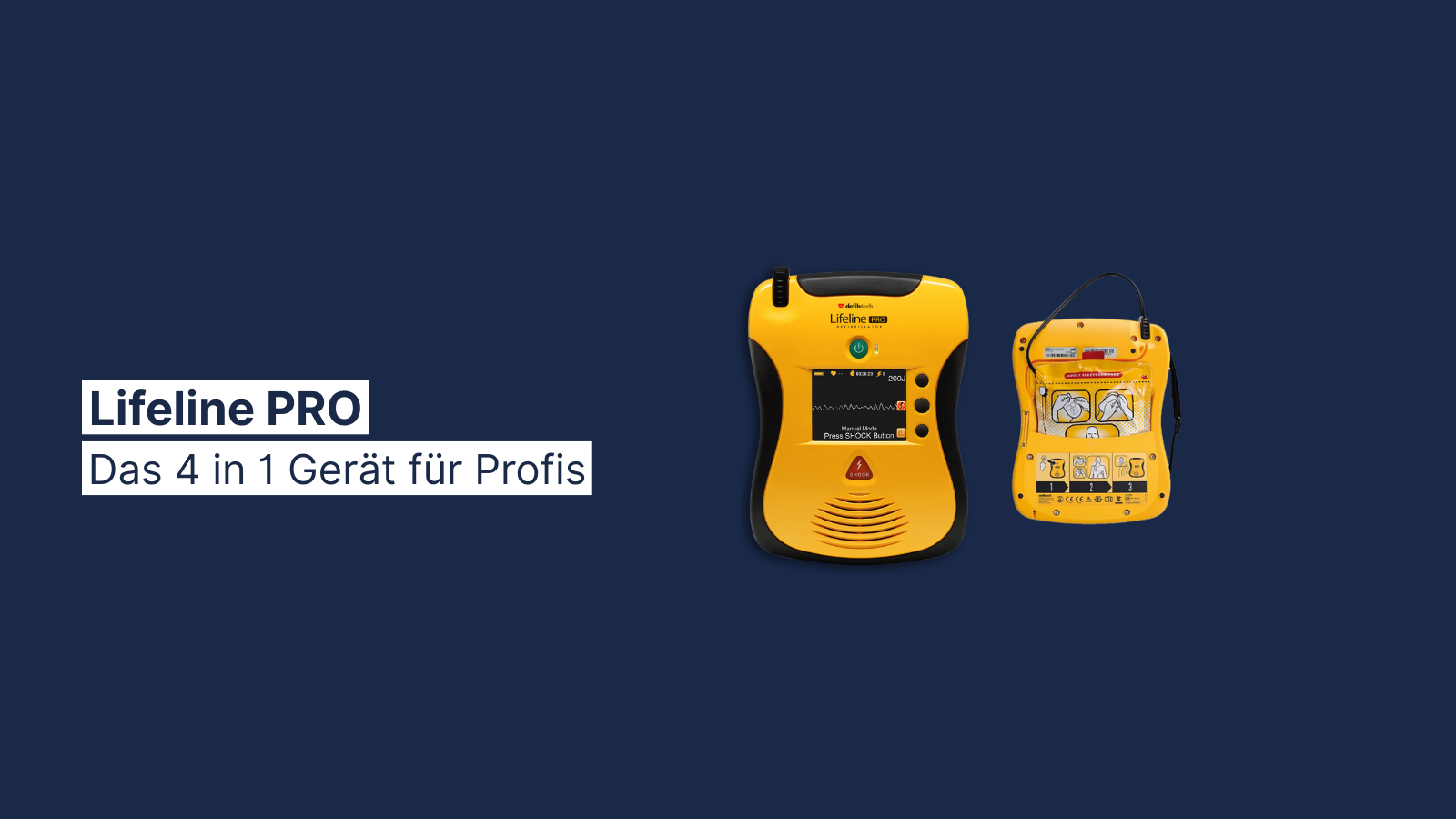 Lifeline Defibrillator von vorn  und hinten